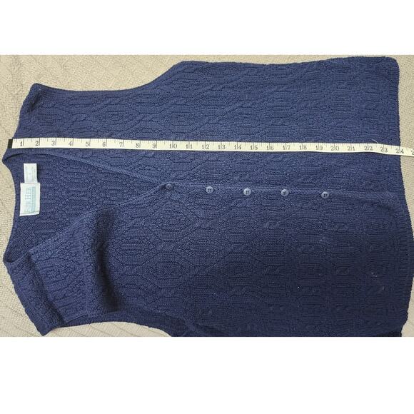 Van Heusen For Her Vintage 90's Navy Blue Cable Knit Sweater Vest Women's Small - Picture 5 of 7